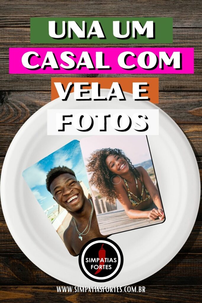 Una um casal com vela e fotos