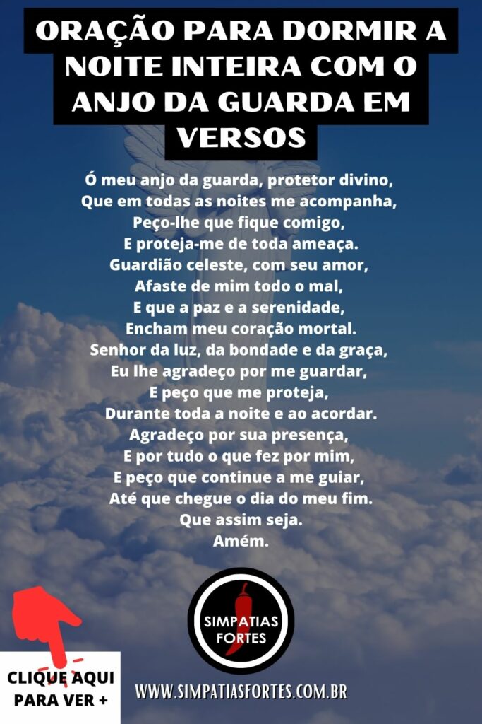 Oração para dormir a noite inteira com o Anjo da Guarda em versos