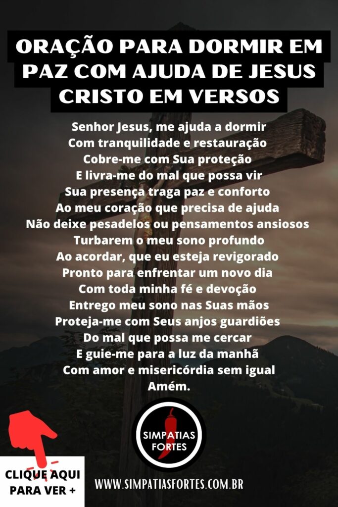 Oração para dormir em paz com ajuda de Jesus Cristo em versos