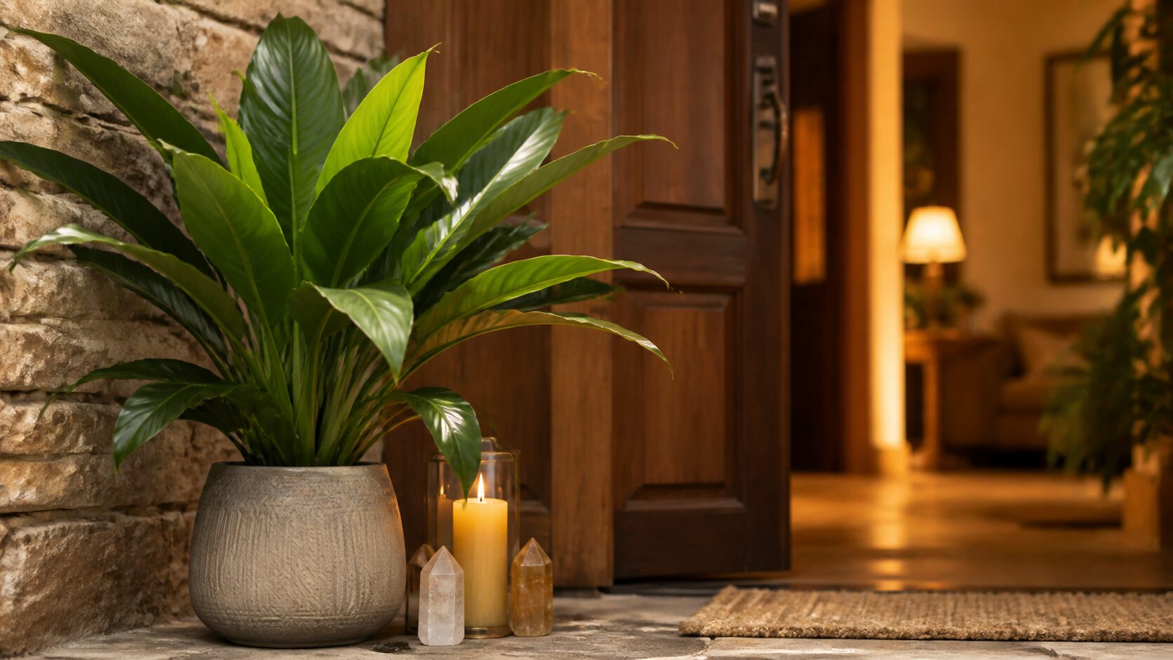Bico-de-papagaio Strelitzia na entrada de casa para energia de prosperidade