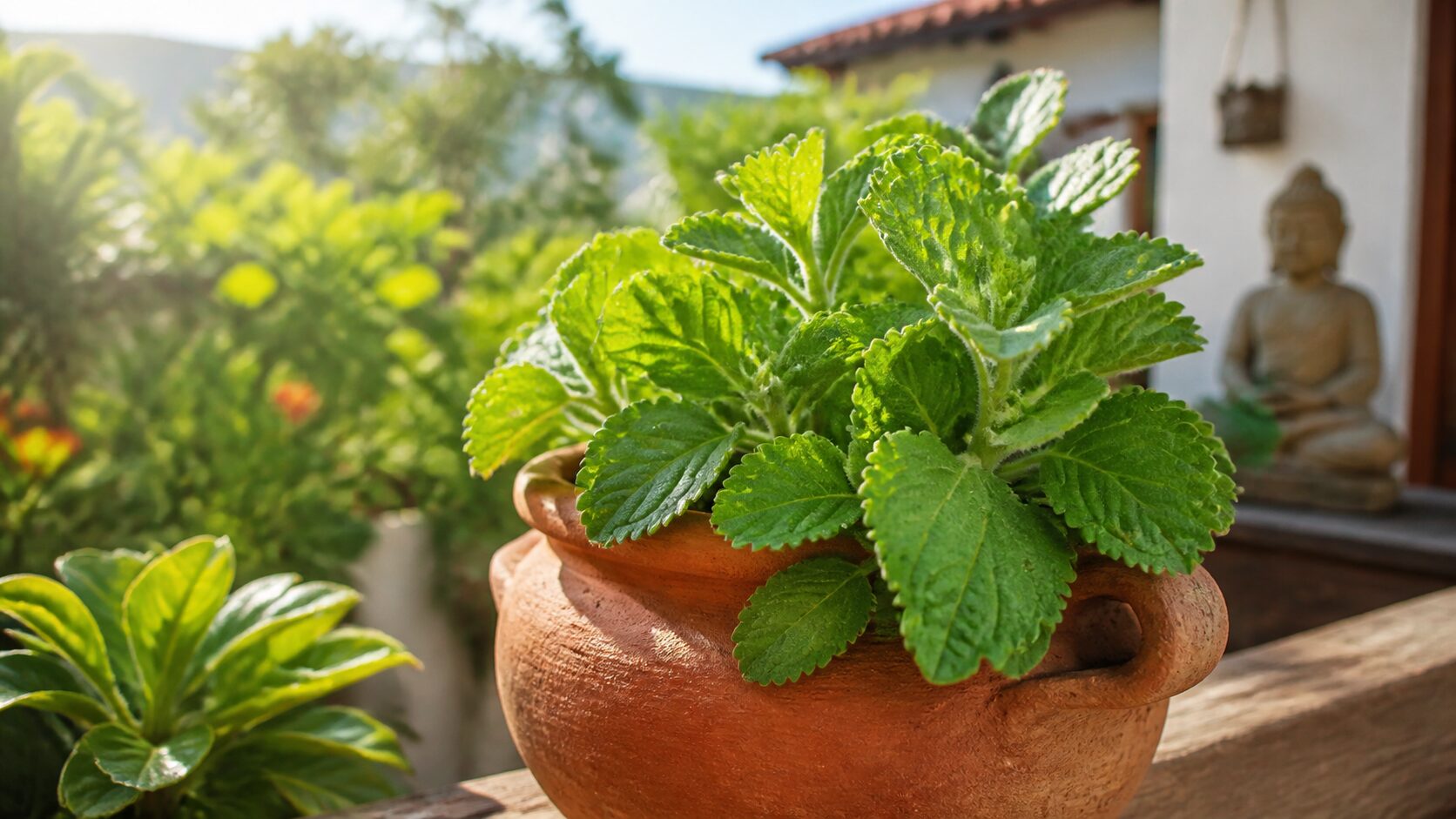 Boldo verde em vaso usado para cuidados naturais e banhos energéticos