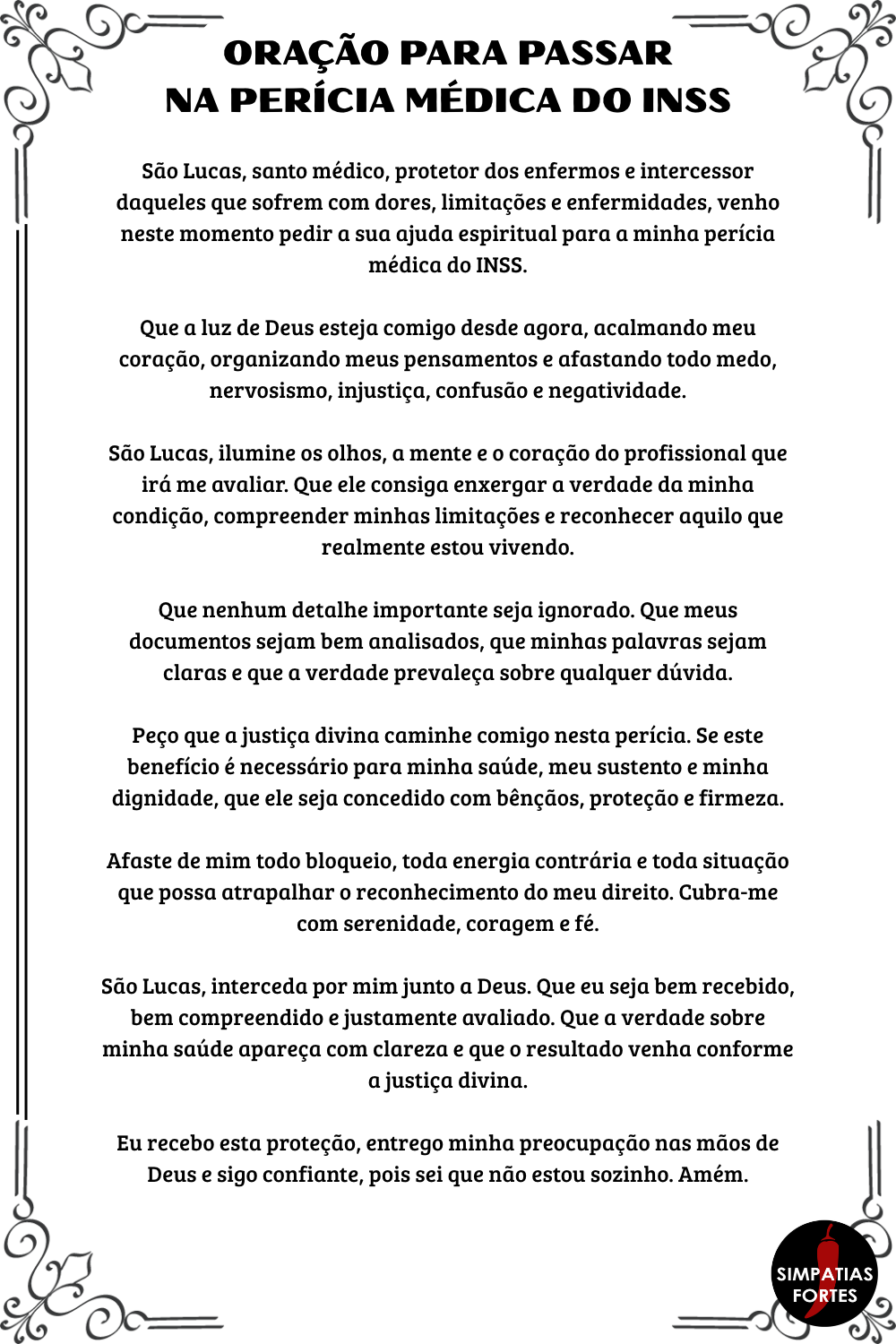 Oracao para passar na pericia medica do inss