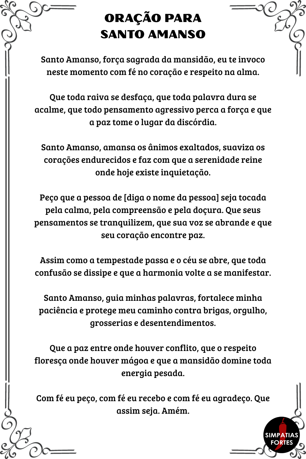 Oracao para santo amanso
